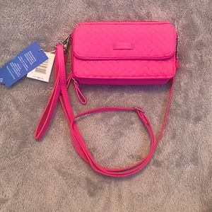 Pink Vera Bradley Iconic RFID All in One Crossbody